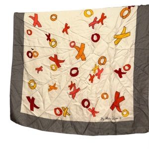 paloma picasso vintage 100% silk X's & O's kisses hugs print scarf 34"